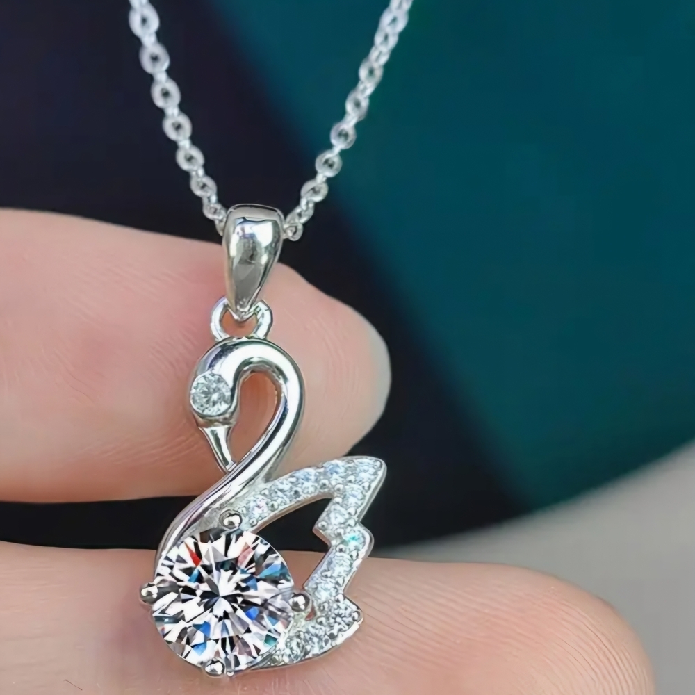 925 Silver 1
Carat White Moissanite Swan Pendant Necklace